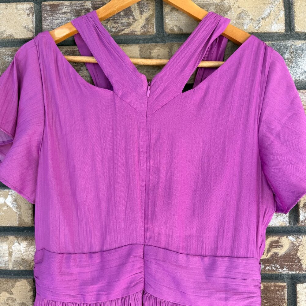 By Anthropologie Amethyst Purple Satin Mini Dress 8 - Picture 13 of 15